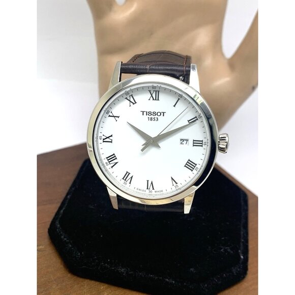 Tissot Men's Watch T1294101601300 Swiss Quartz White Dial Brown Leather 42mm - Picture 1 of 14